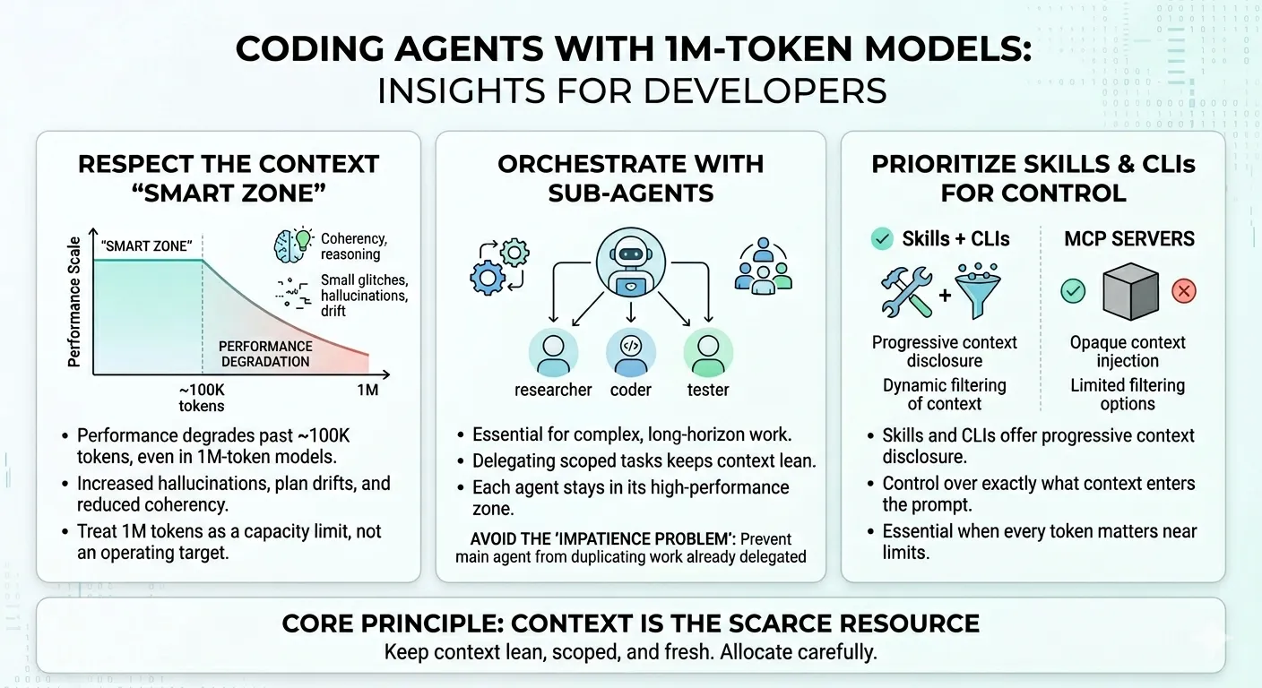 Three Things I Learned Using Coding Agents with 1M-Token Models